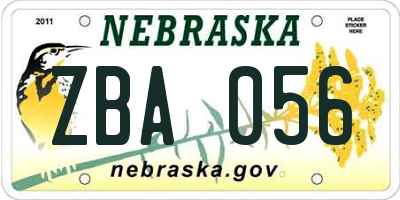 NE license plate ZBA056