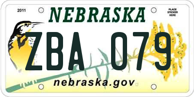 NE license plate ZBA079