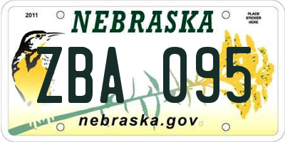 NE license plate ZBA095