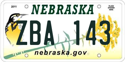 NE license plate ZBA143