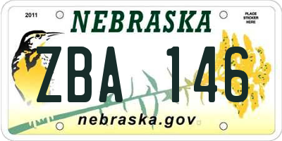 NE license plate ZBA146