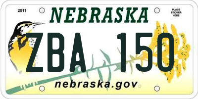 NE license plate ZBA150
