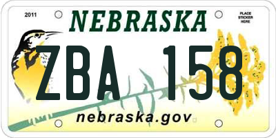 NE license plate ZBA158