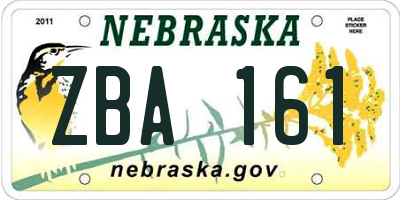 NE license plate ZBA161