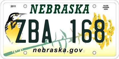 NE license plate ZBA168