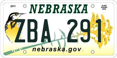 NE license plate ZBA291