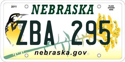 NE license plate ZBA295