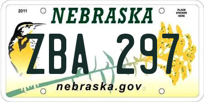 NE license plate ZBA297