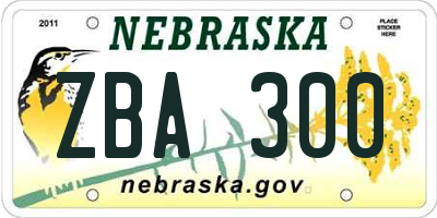 NE license plate ZBA300