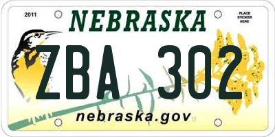 NE license plate ZBA302