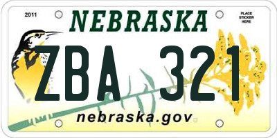 NE license plate ZBA321