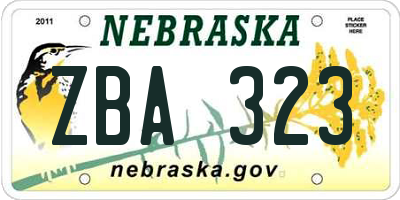 NE license plate ZBA323