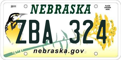 NE license plate ZBA324