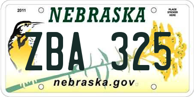 NE license plate ZBA325