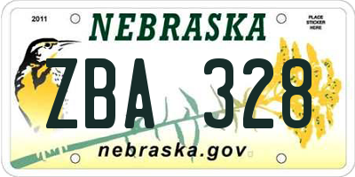 NE license plate ZBA328