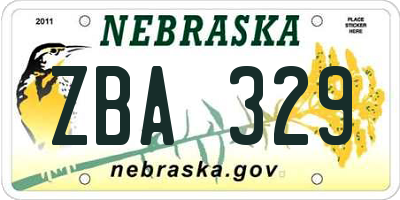 NE license plate ZBA329