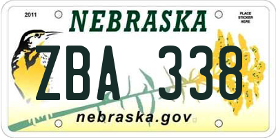 NE license plate ZBA338
