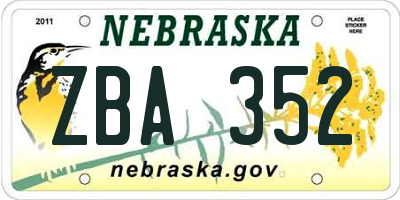 NE license plate ZBA352