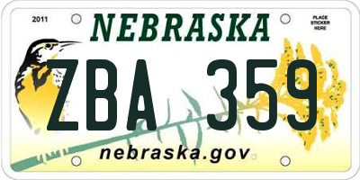 NE license plate ZBA359