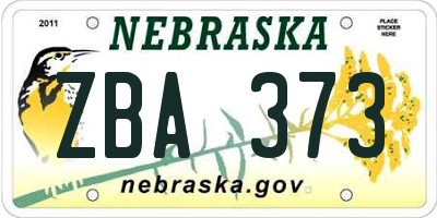 NE license plate ZBA373