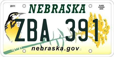 NE license plate ZBA391