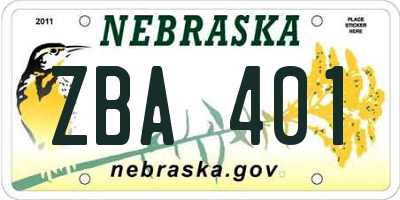 NE license plate ZBA401