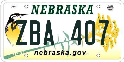 NE license plate ZBA407