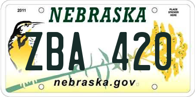 NE license plate ZBA420