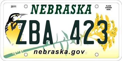 NE license plate ZBA423