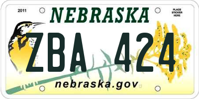NE license plate ZBA424