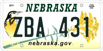 NE license plate ZBA431