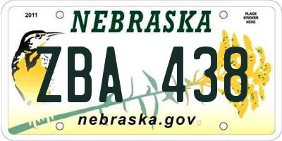 NE license plate ZBA438