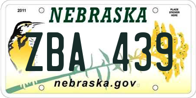 NE license plate ZBA439
