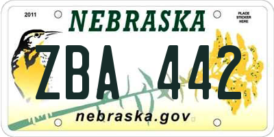 NE license plate ZBA442