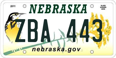 NE license plate ZBA443