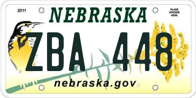 NE license plate ZBA448