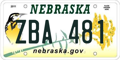 NE license plate ZBA481