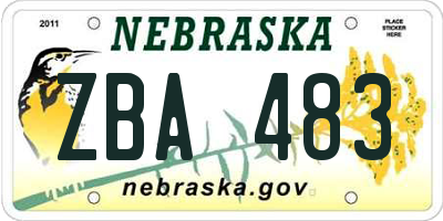 NE license plate ZBA483