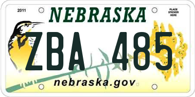 NE license plate ZBA485