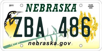 NE license plate ZBA486