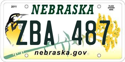 NE license plate ZBA487