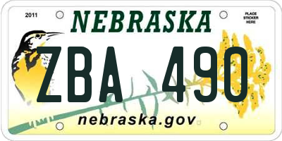 NE license plate ZBA490