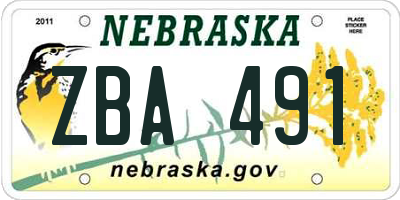 NE license plate ZBA491