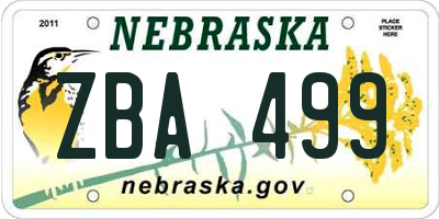 NE license plate ZBA499