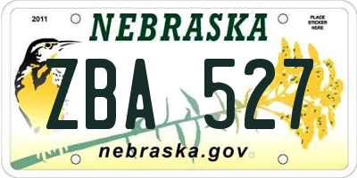 NE license plate ZBA527