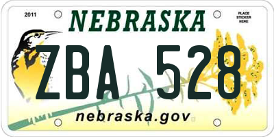 NE license plate ZBA528