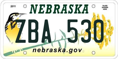 NE license plate ZBA530