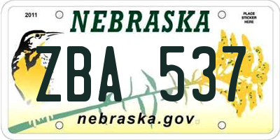 NE license plate ZBA537