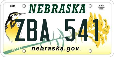 NE license plate ZBA541