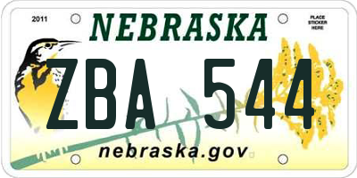 NE license plate ZBA544